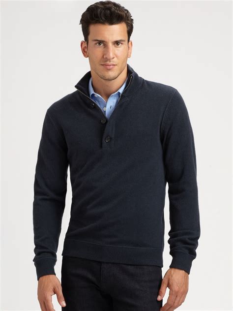 michael kors men's half zip sweater|Cotton Blend Half.